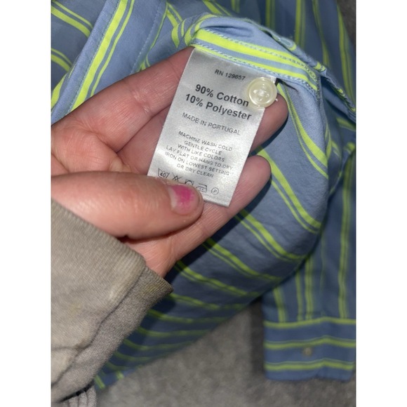 The Shirt Rochelle Behrens Womens Medium Blue Green L/S Top Button Up Blouse - Picture 5 of 9